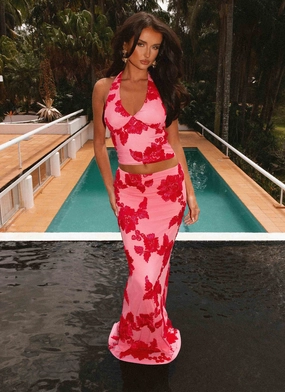 Radiate Maxi Skirt - Pink Matte Fabric City Essential