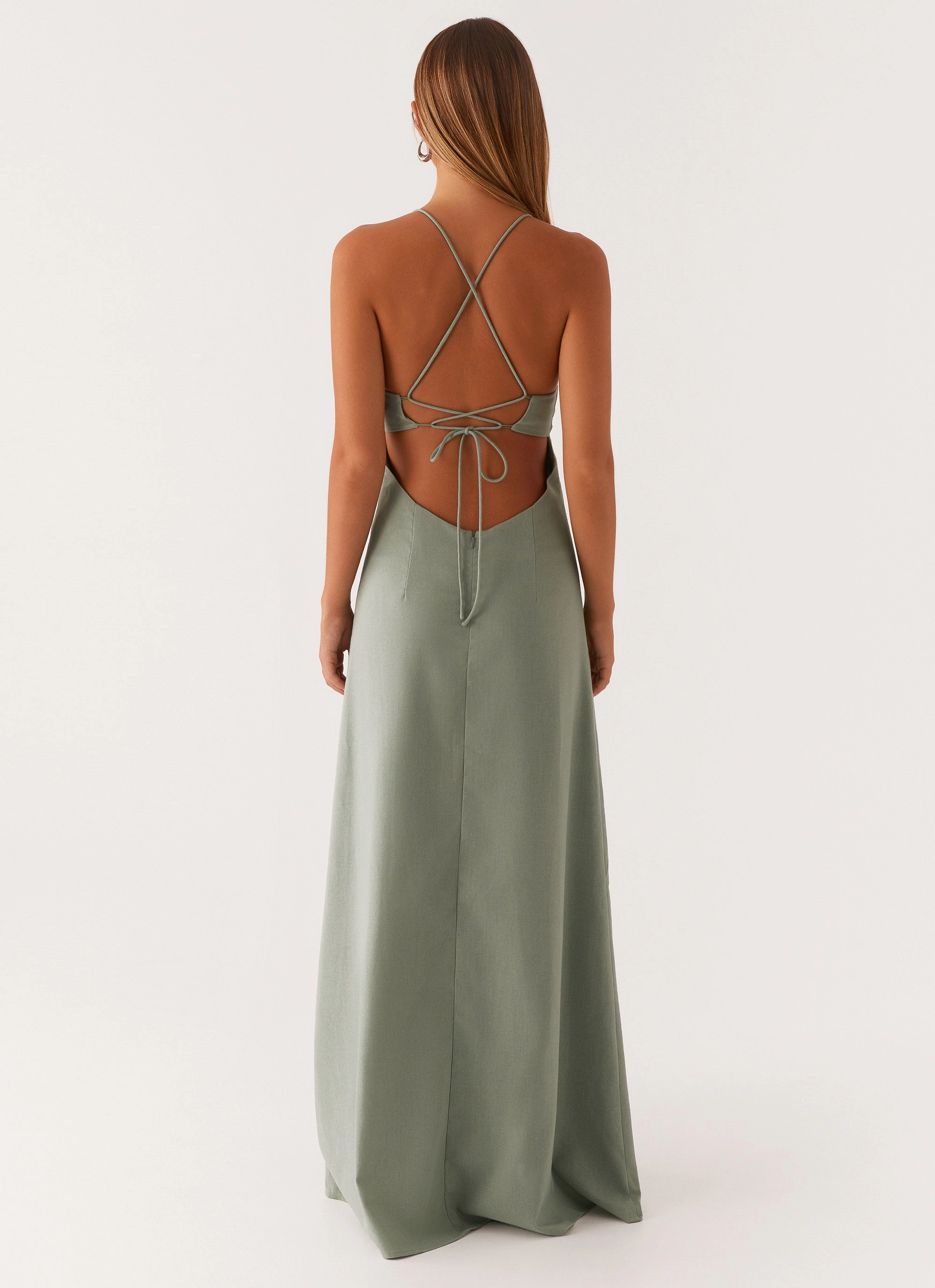 Middle Ground Linen Maxi Dress - Sage Urban Aesthetic