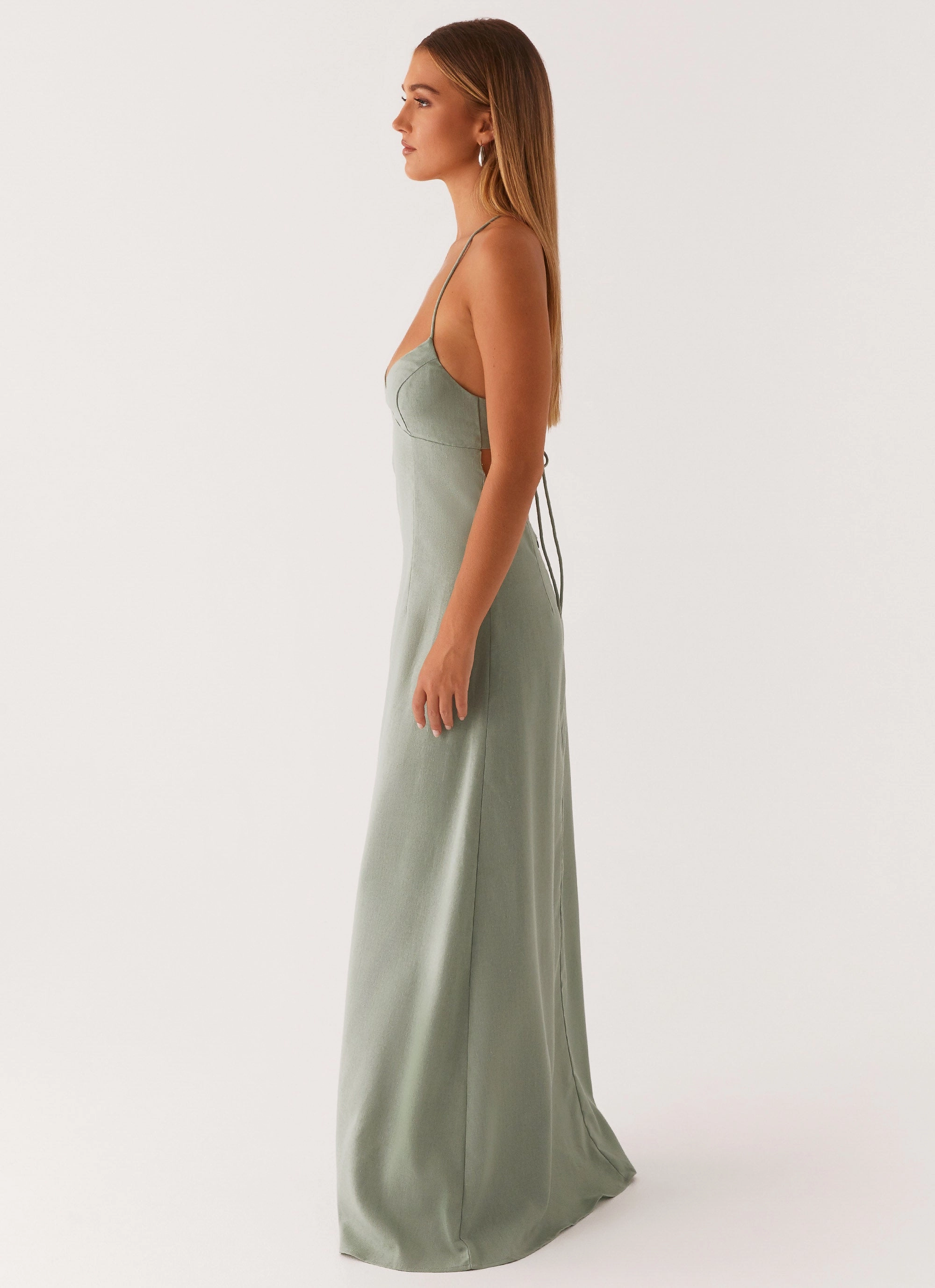 Perfect for Travel Middle Ground Linen Maxi Dress - Sage