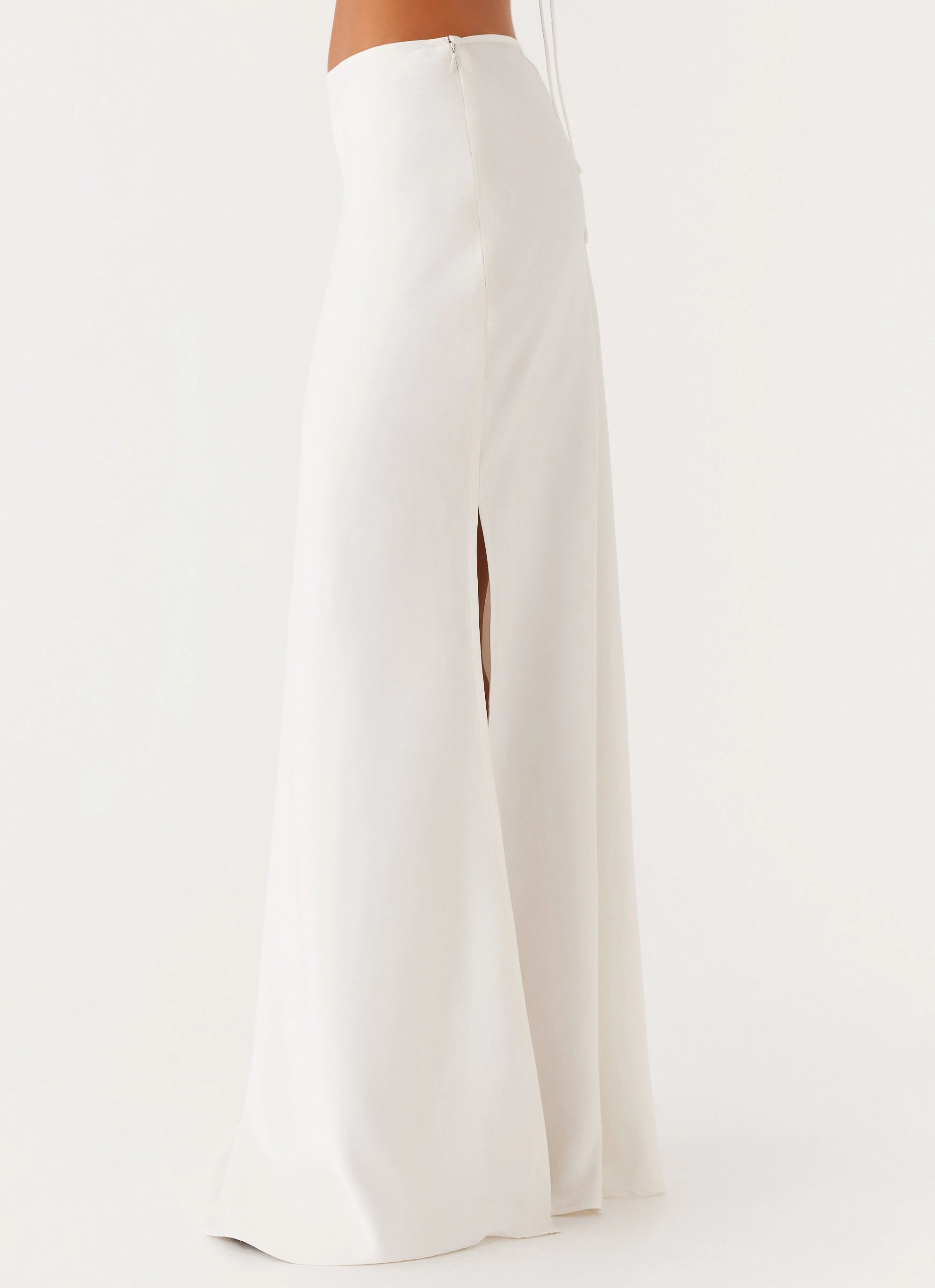 Short Sleeve Mina Satin Maxi Skirt - White