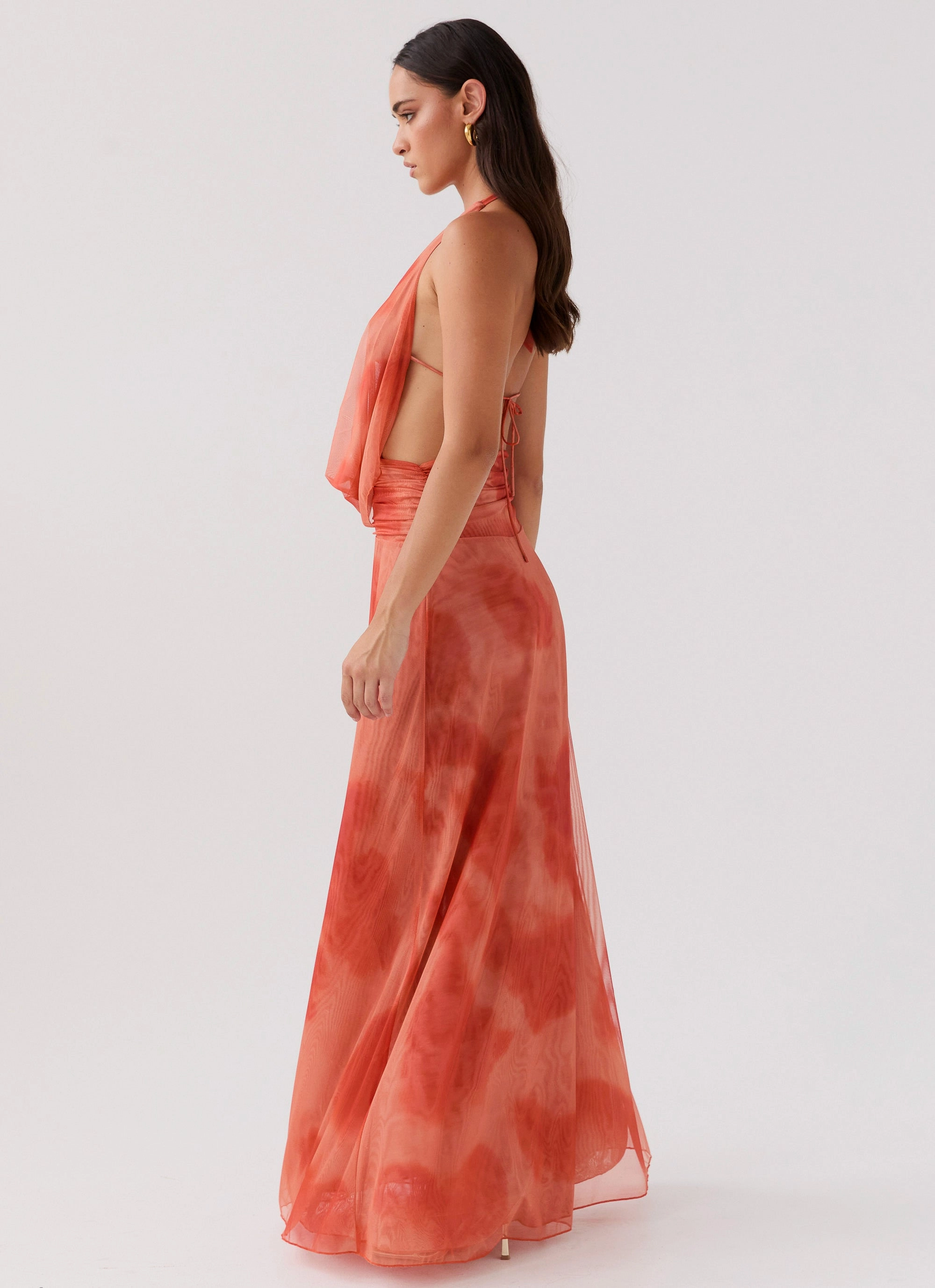 Romantic Vibes Elysia Chiffon Maxi Dress - Fiery Fusion
