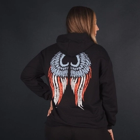 Women's Freedom Angel Hoodie - Black anti pill coating