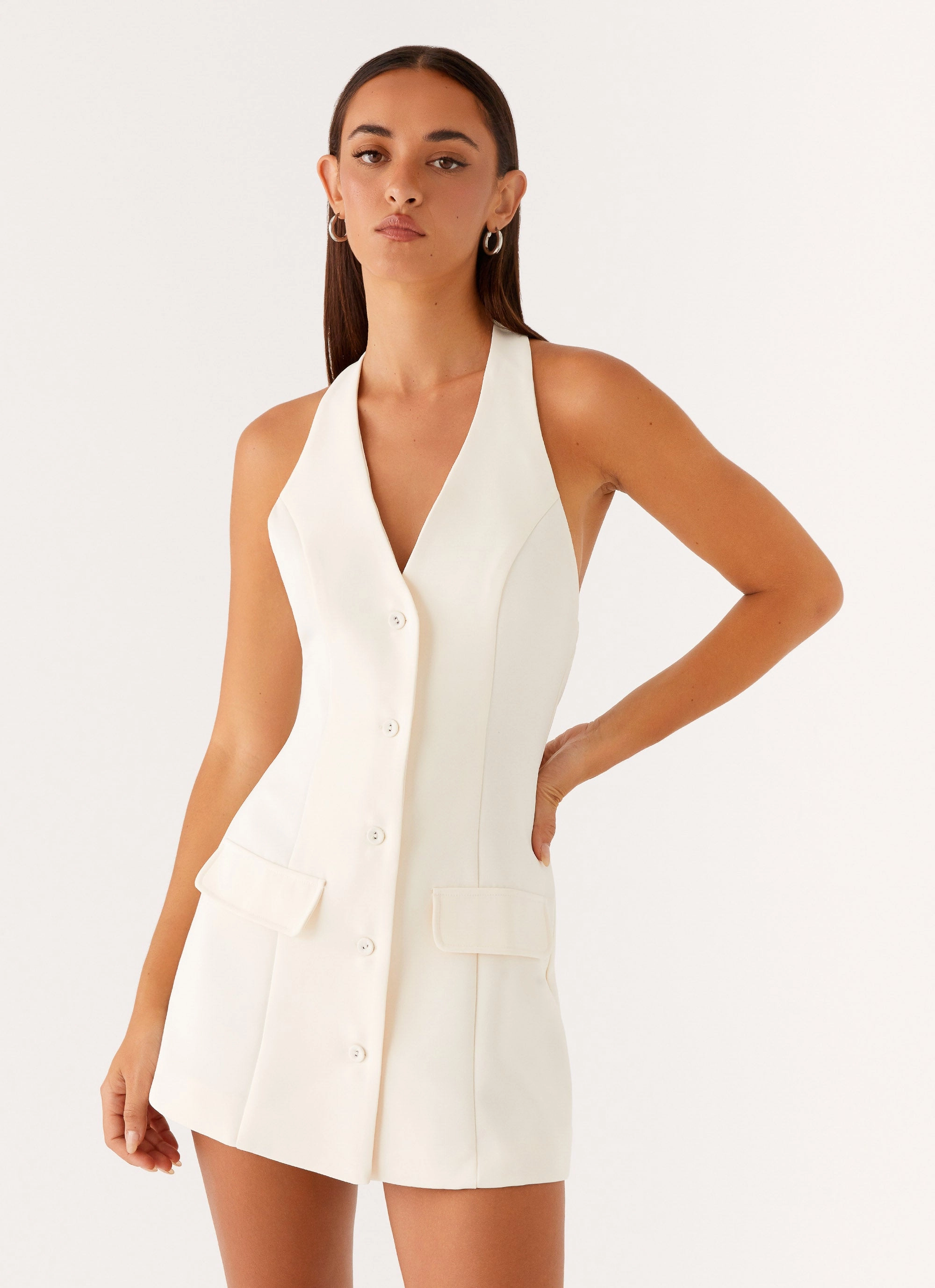 Smooth Wear Mira Halter Neck Mini Dress - Ivory