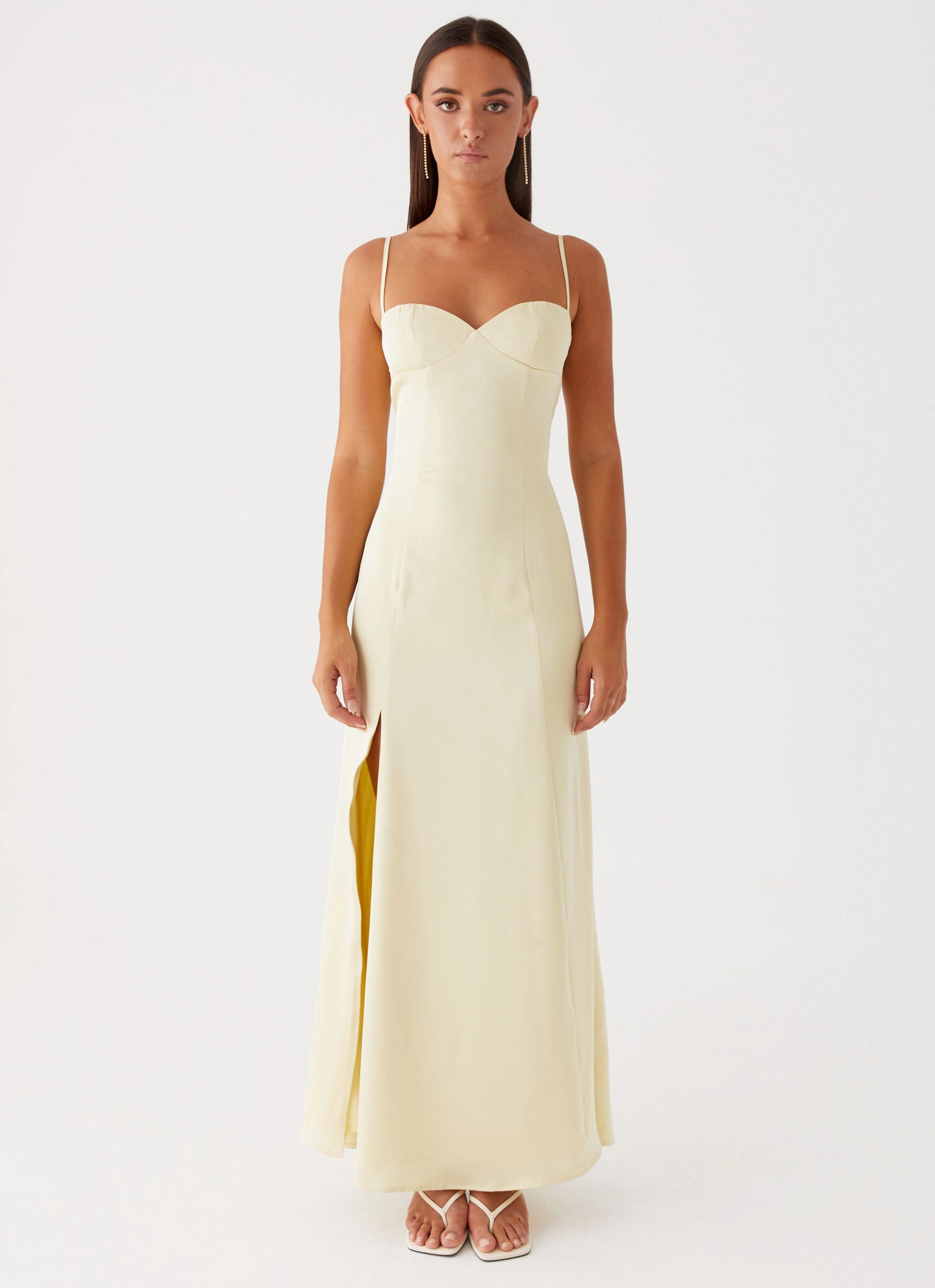 Miss Bloom Maxi Dress - Lemon Sleek Fit