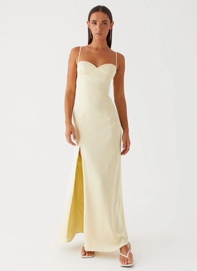 Transitional-Wear Miss Bloom Maxi Dress - Lemon