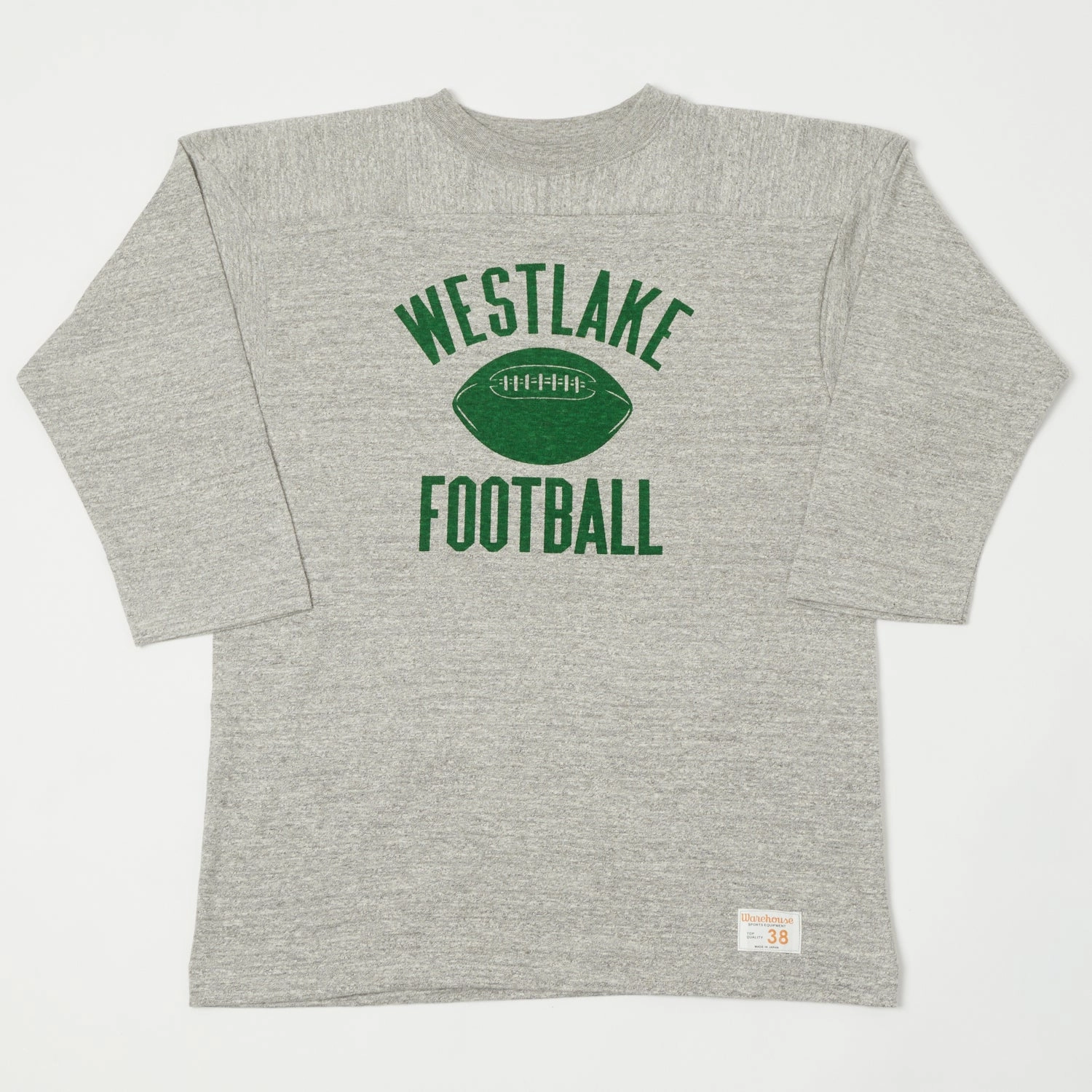 Warehouse & Co 4063 'West Lake' 3/4 Sleeve Football T-Shirt - Heather Grey Minimal Design Trendy Wearable