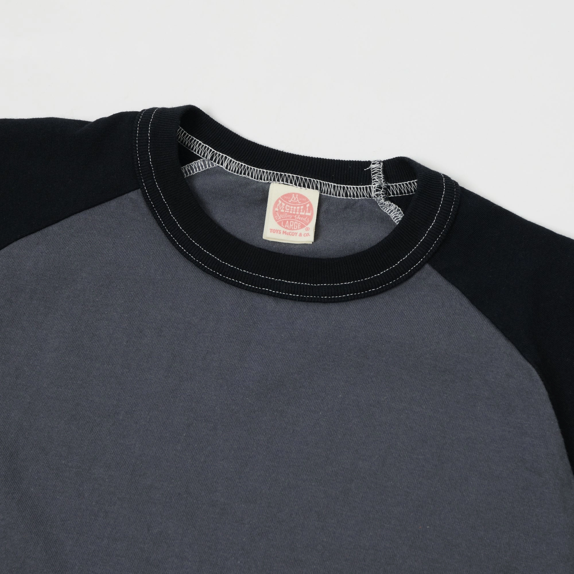 TOYS McCOY Raglan Sleeve Baseball T-Shirt - Graphite Grey/Black Comfy Layering Casual Statement