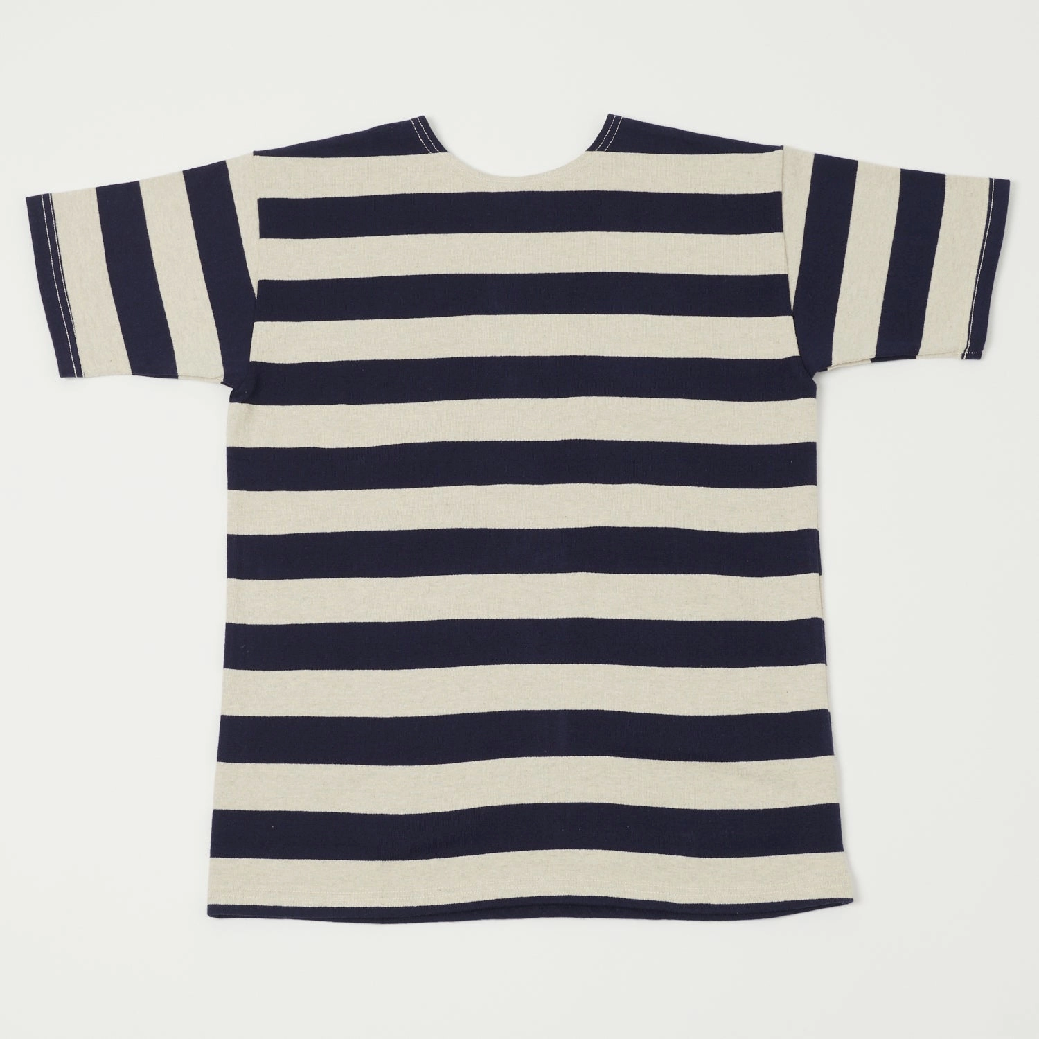 Warehouse & Co 4050 Duck Digger Border Stripe T-Shirt - Navy/Oatmeal Value for Money