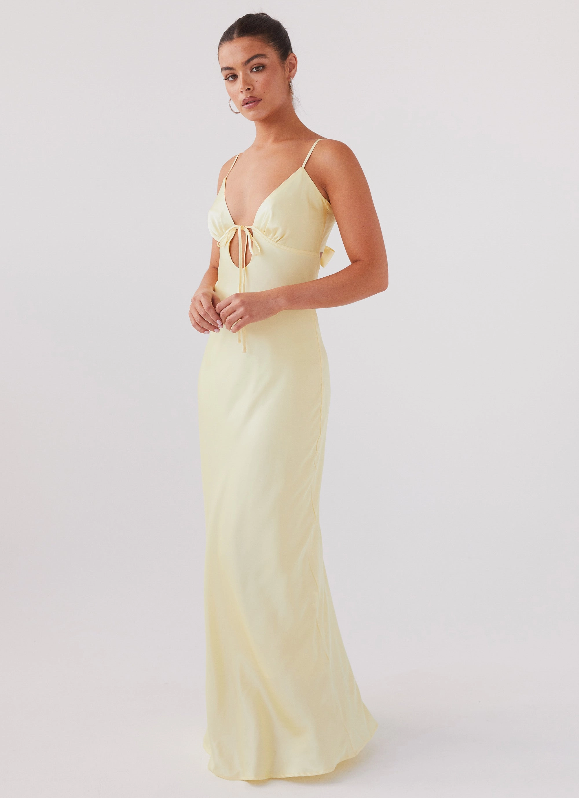 Flora Satin Maxi Dress - Lemon Chill Edge Street Mood