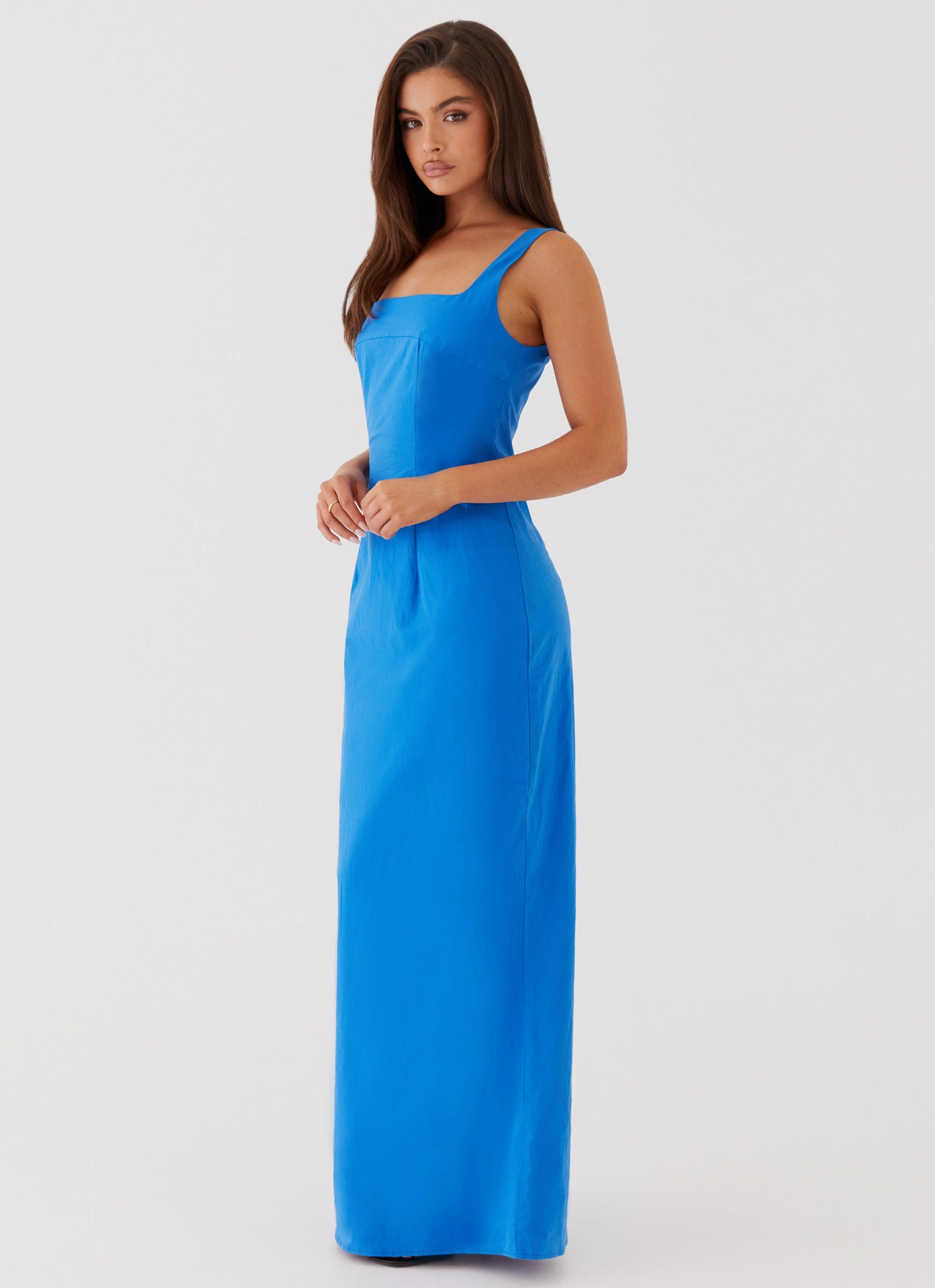 Sonya Square Neck Maxi Dress - Cobalt Office Wear