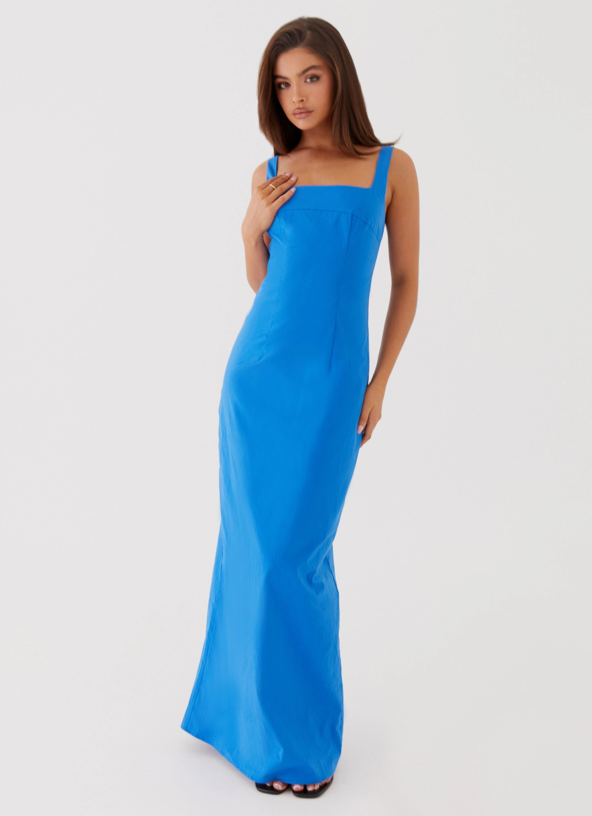 Light and Breezy Sonya Square Neck Maxi Dress - Cobalt