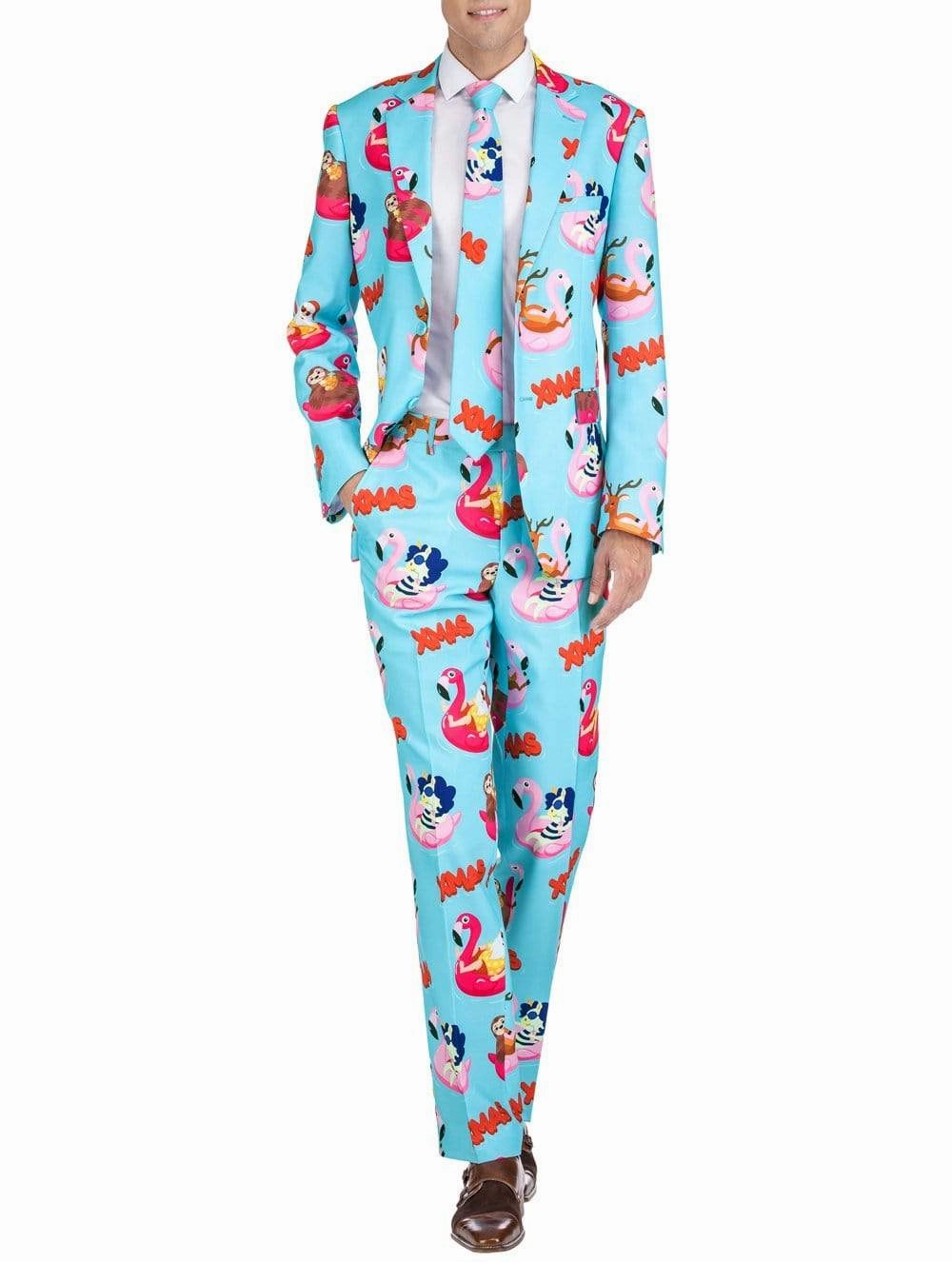 Braveman Men's Classic Fit Ugly Christmas Suits with Matching Tie Luxury Fabric Chic Tailored