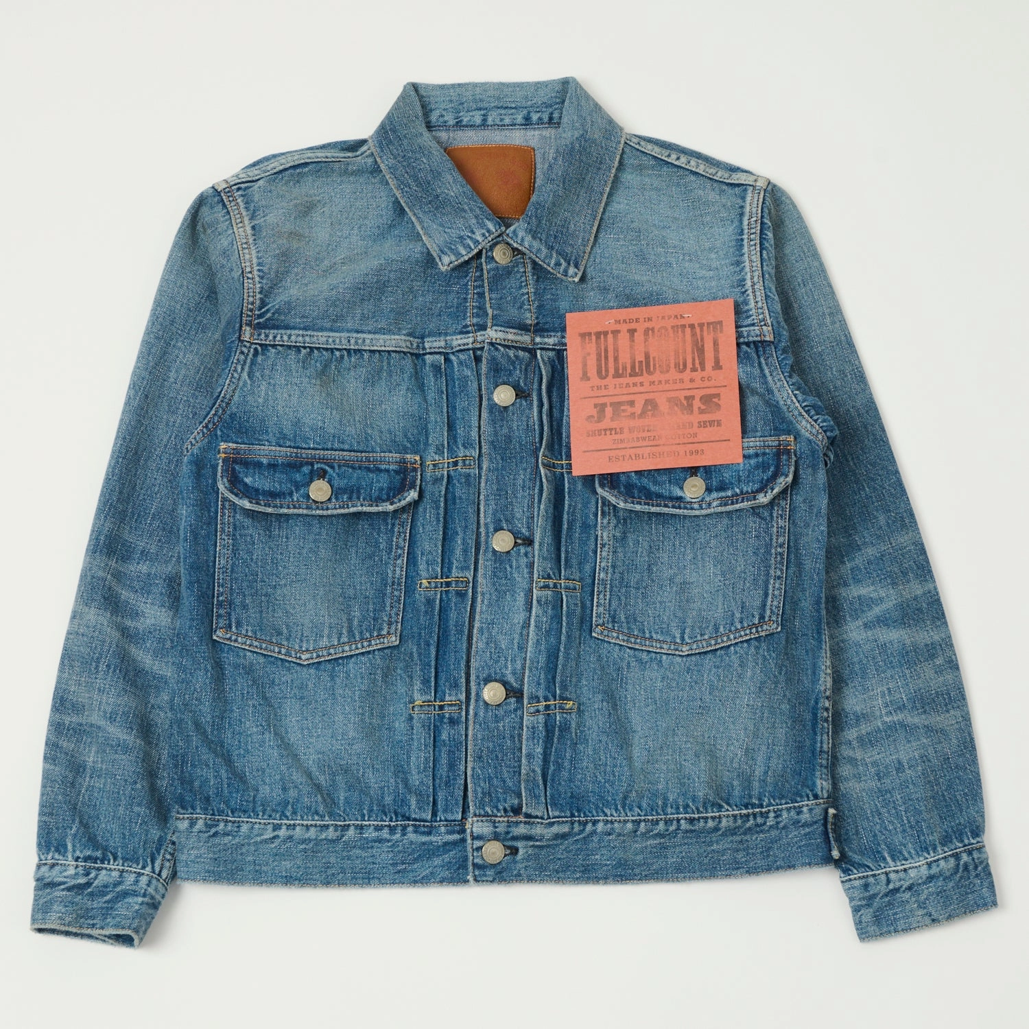 Continue suitable for mountain hikes Full Count 2102SS 'Super Smooth' 11.5oz Type II Denim Jacket - 'Dartford' Wash