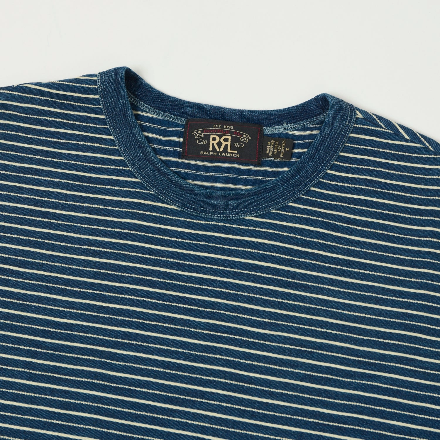 Flexible Collar RRL Striped Jacquard T-Shirt - Indigo