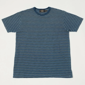 RRL Striped Jacquard T-Shirt - Indigo Casual Vibes Summer cool