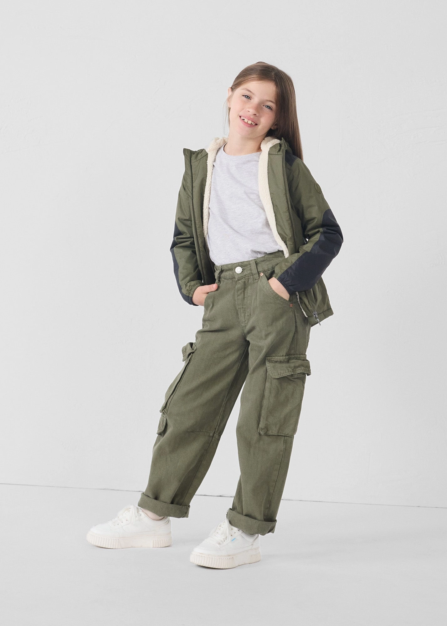 Seamless Welded Construction Imperm??able enfant ?? capuche sherpa Army Lag sherpa