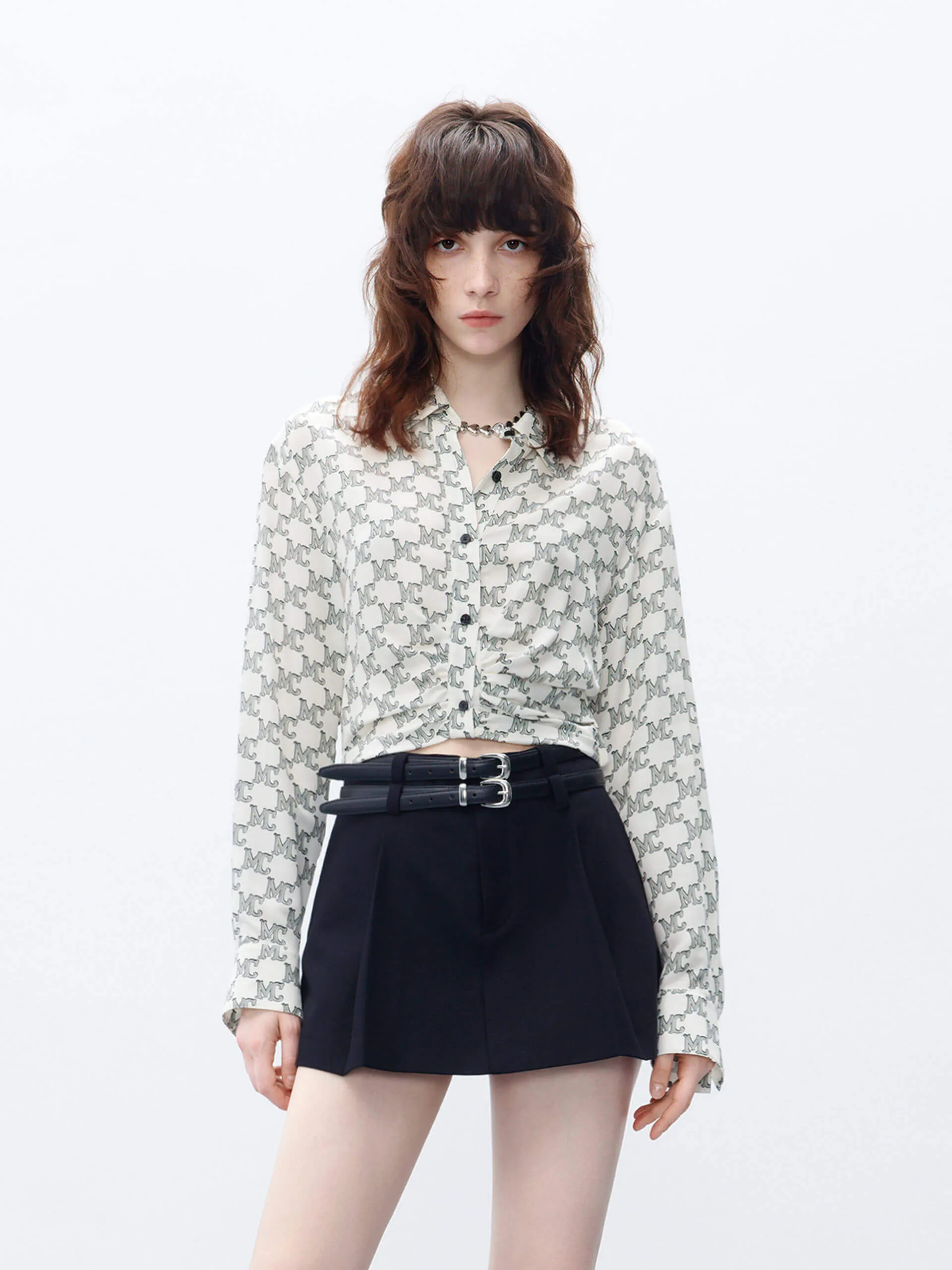 Essential Wardrobe Hidden Placket Monogram Cropped Top