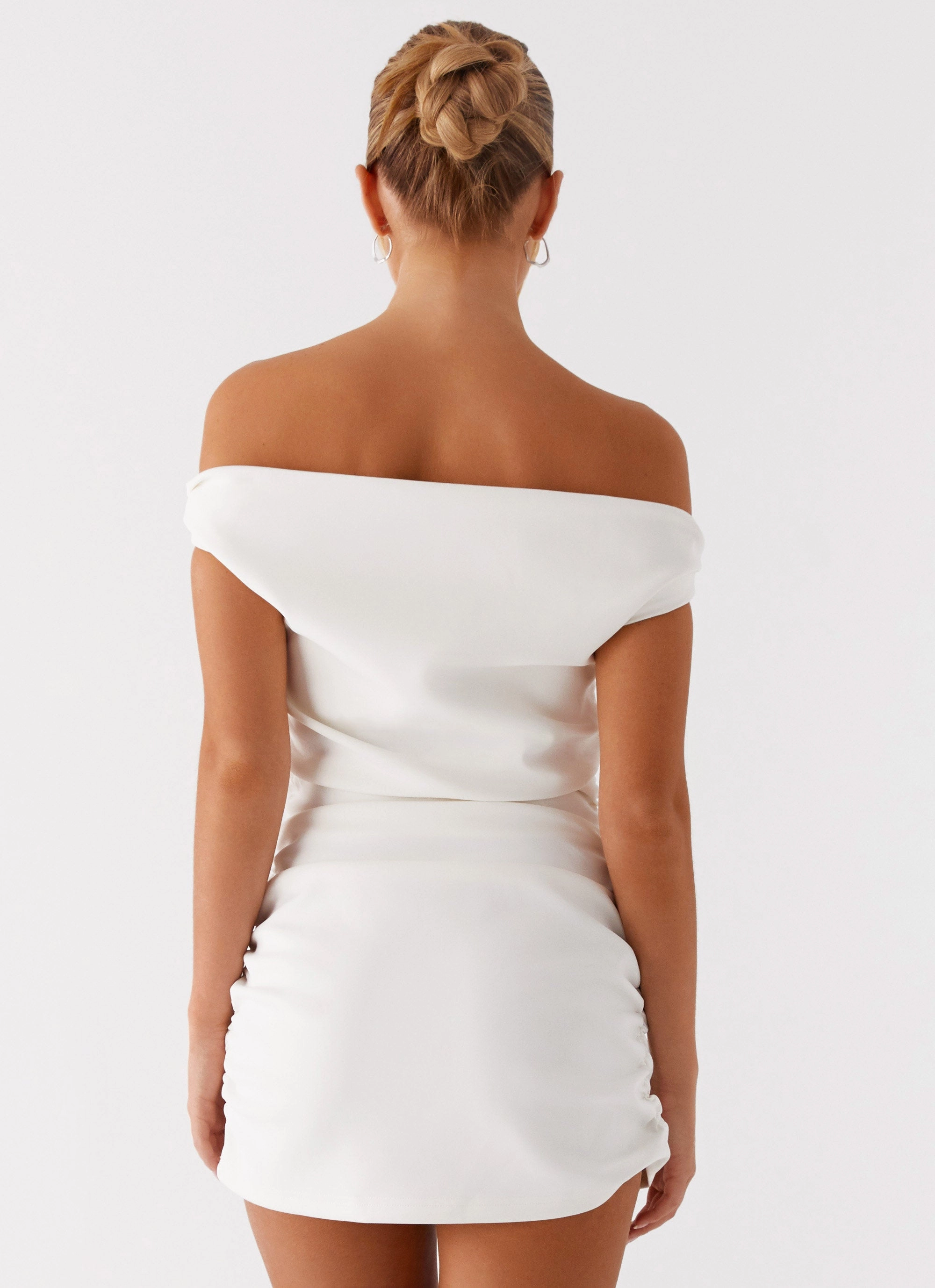 Morgan Off Shoulder Mini Dress - Ivory City Bright Zip Ease