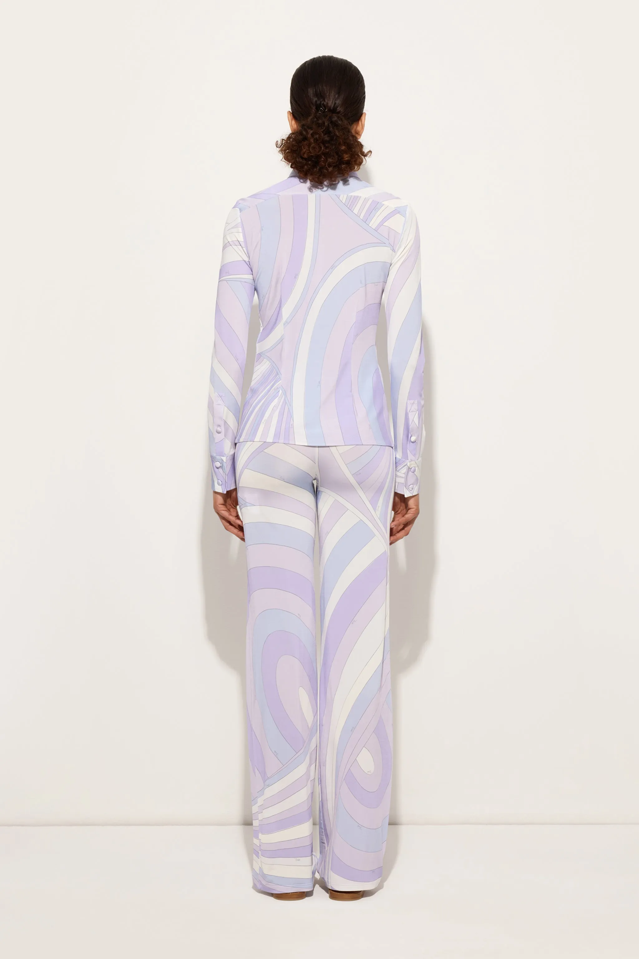 Iride Print Satin Jersey Shirt Striped style Unisex Design