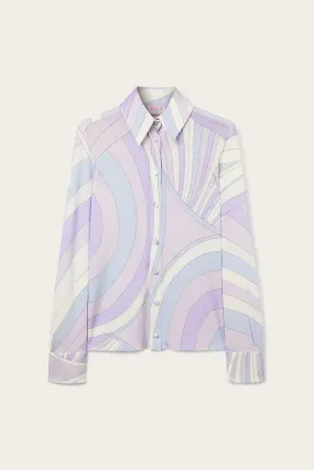 Iride Print Satin Jersey Shirt Stylish Design