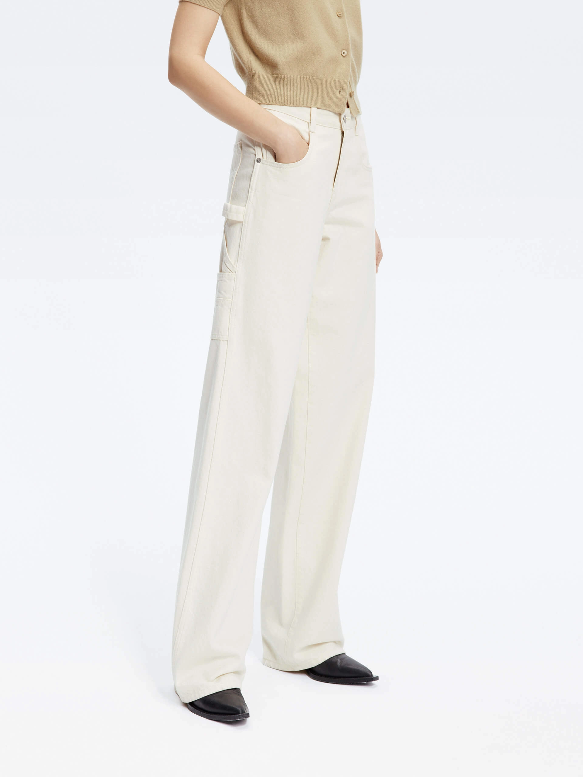 Multi pockets Straight Jeans Softened Lining