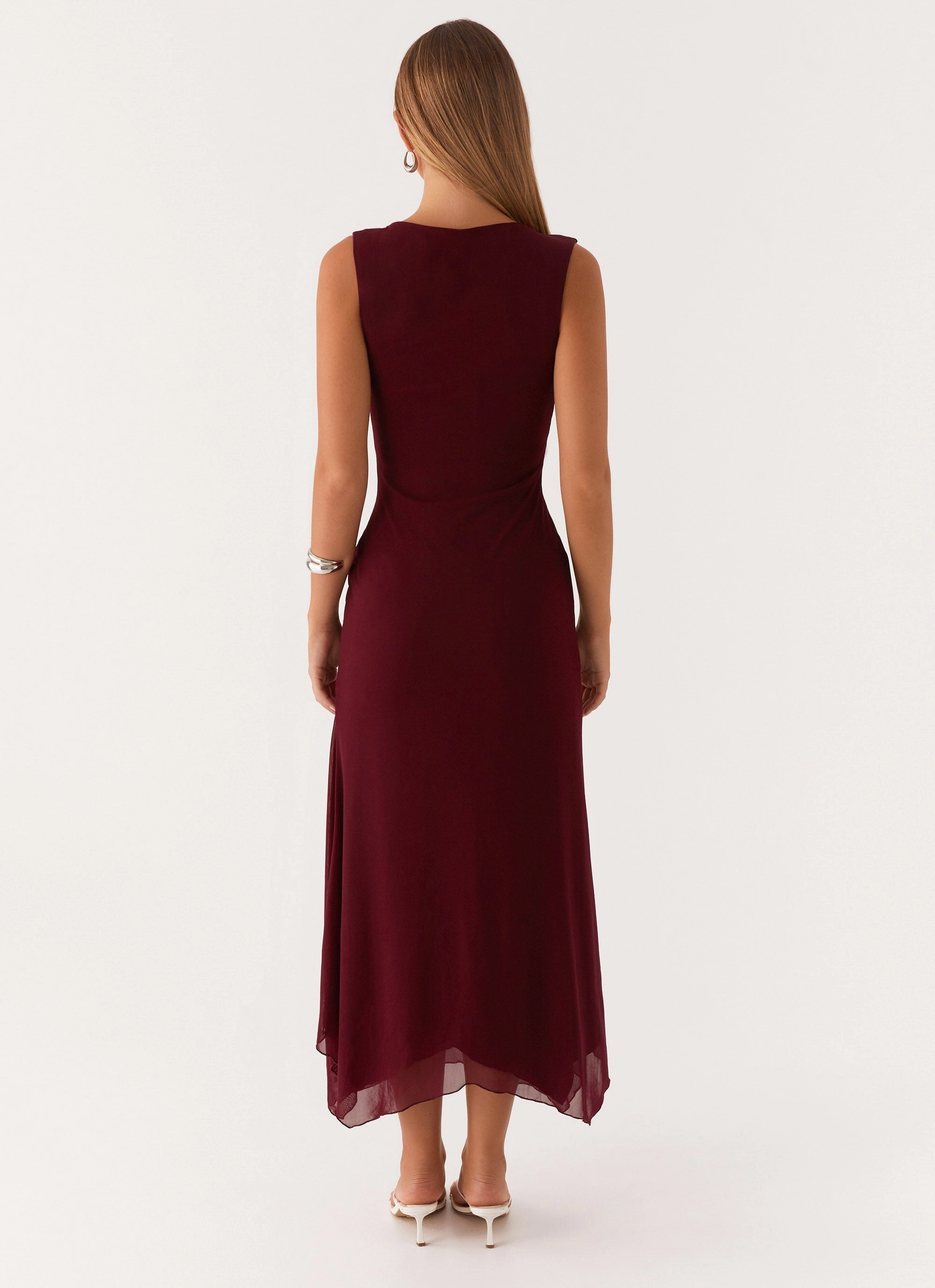 Lounge Mode Romantic dinner wear Murphy Maxi Dress - Deep Maroon