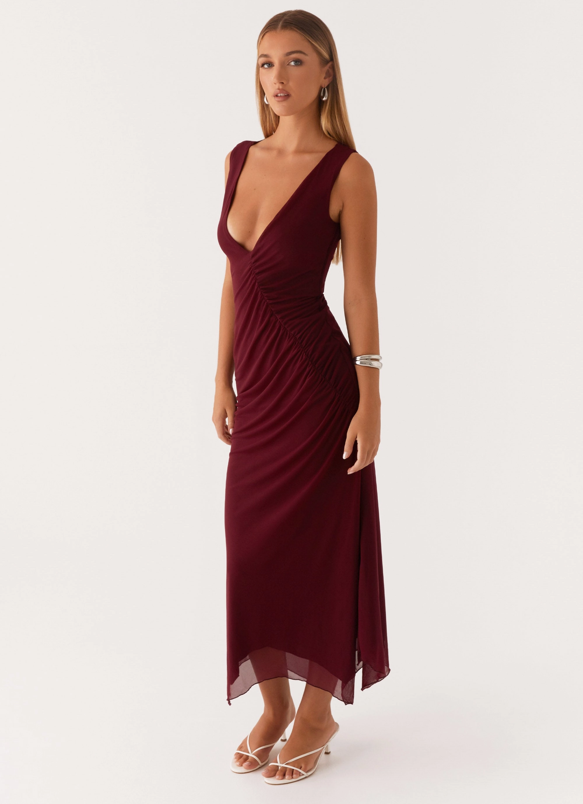 Murphy Maxi Dress - Deep Maroon Breathable Feel