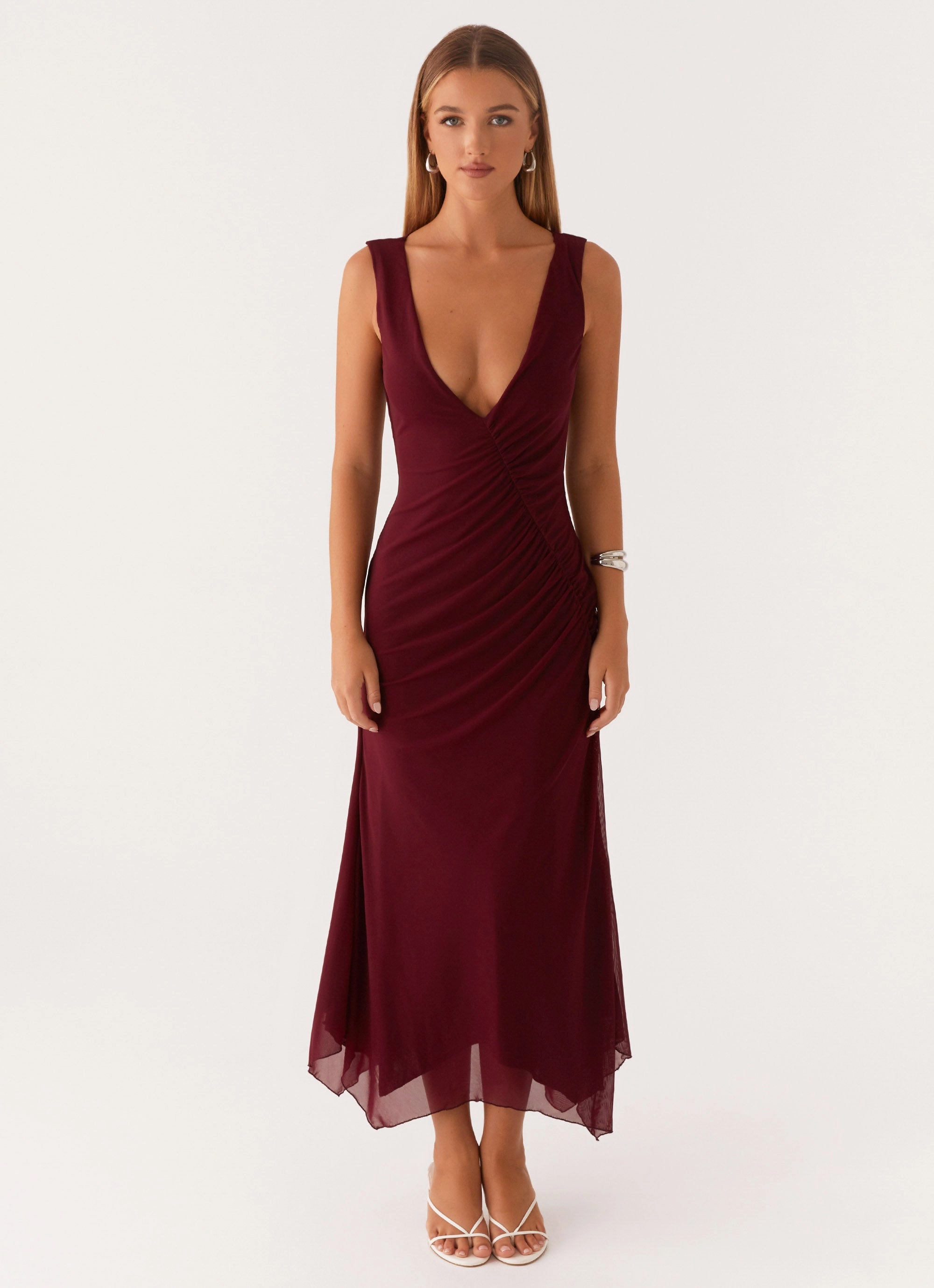Murphy Maxi Dress - Deep Maroon Silky Touch