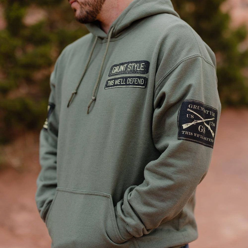 Casual product geometric precision Name Tape Hoodie - Military Green