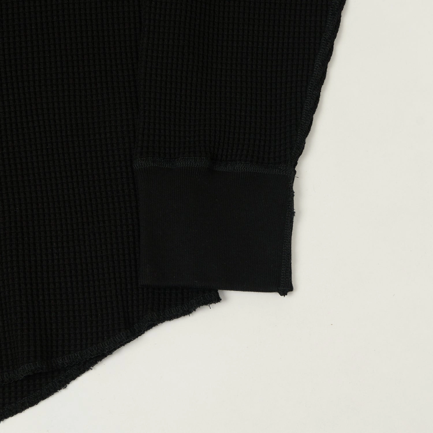 Nanamica Waffle Knit Long Sleeve Thermal - Black Breathable Performance Fit