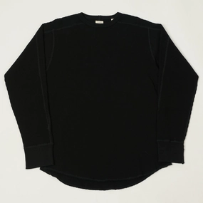 Nanamica Waffle Knit Long Sleeve Thermal - Black Cozy and Comfortable Non Shrink Material