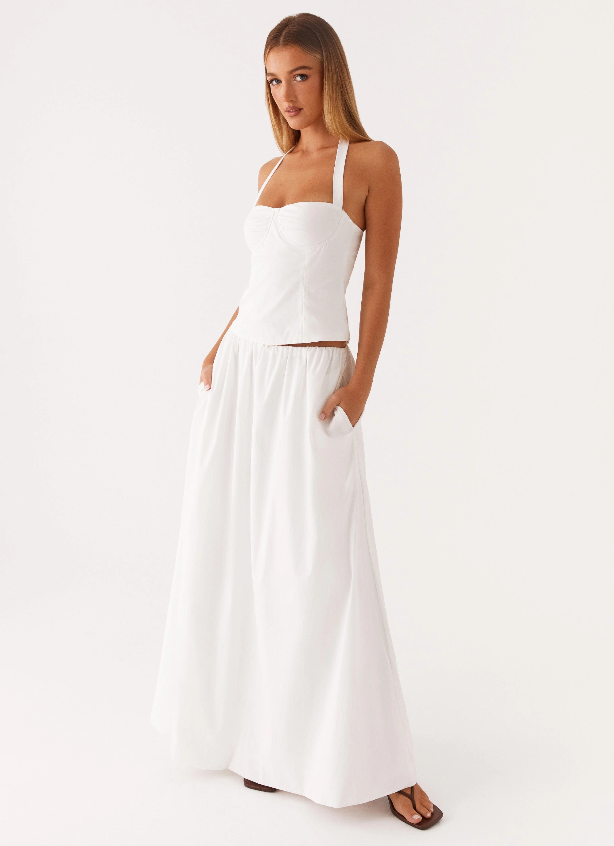 Cheryl Bustier Halter Top - White Effortless weekend dress Happy Scent