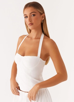 budget-friendly Natural Flow Cheryl Bustier Halter Top - White