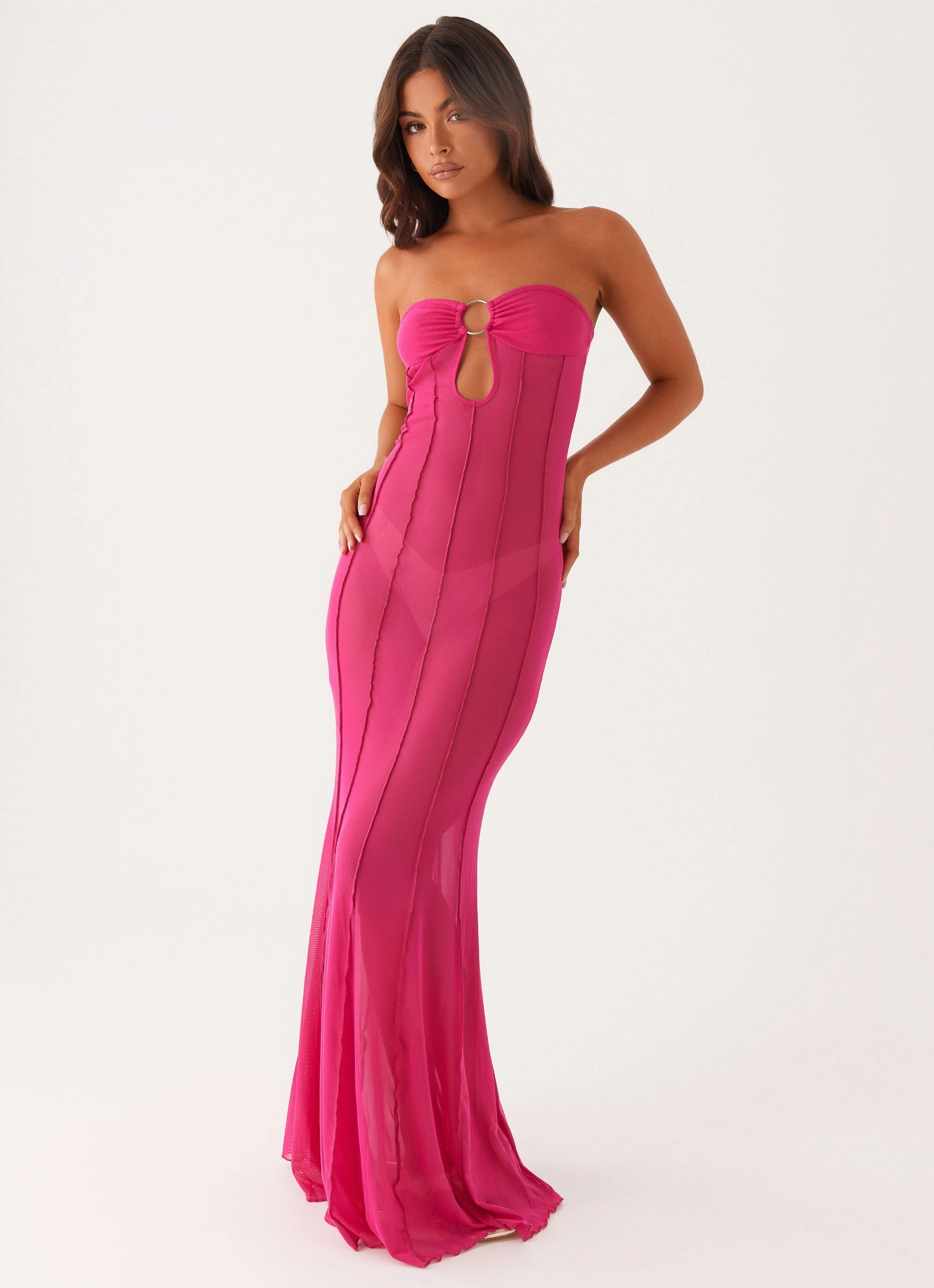 Kennedy Maxi Dress - Fuchsia Front-Pocket