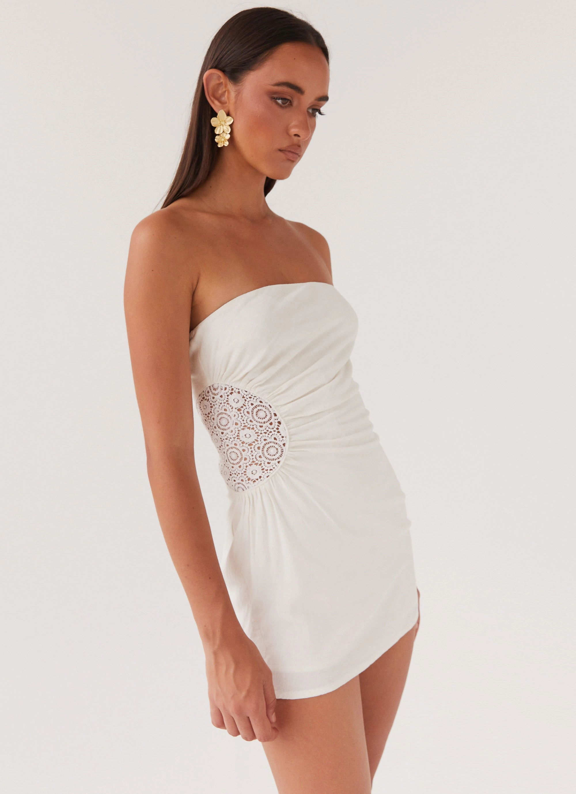 Palm Island Tube Mini Dress - White Breathable Feel