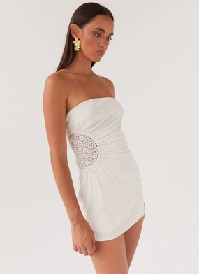 Palm Island Tube Mini Dress - White Breathable Feel