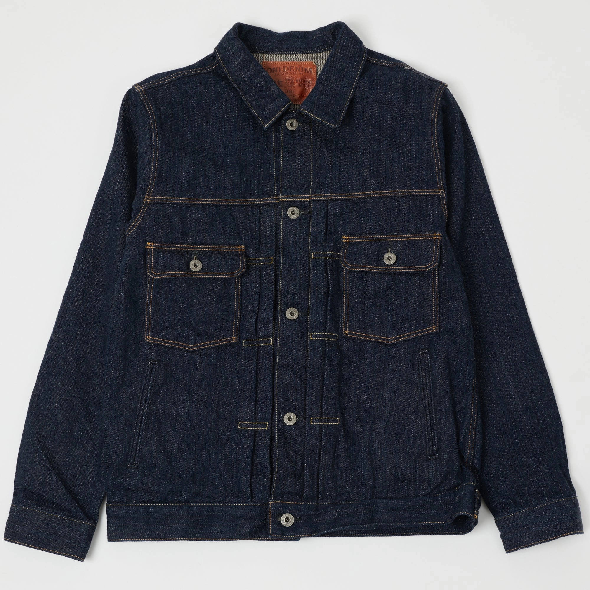 ONI Denim 02506P-SHM 'Kiwami' Semi Hand Made 16oz Type II Denim Jacket - Rinsed NoiseReduced Closure System Adult