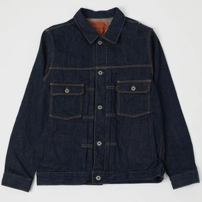ONI Denim 02506P-SHM 'Kiwami' Semi Hand Made 16oz Type II Denim Jacket - Rinsed NoiseReduced Closure System Adult