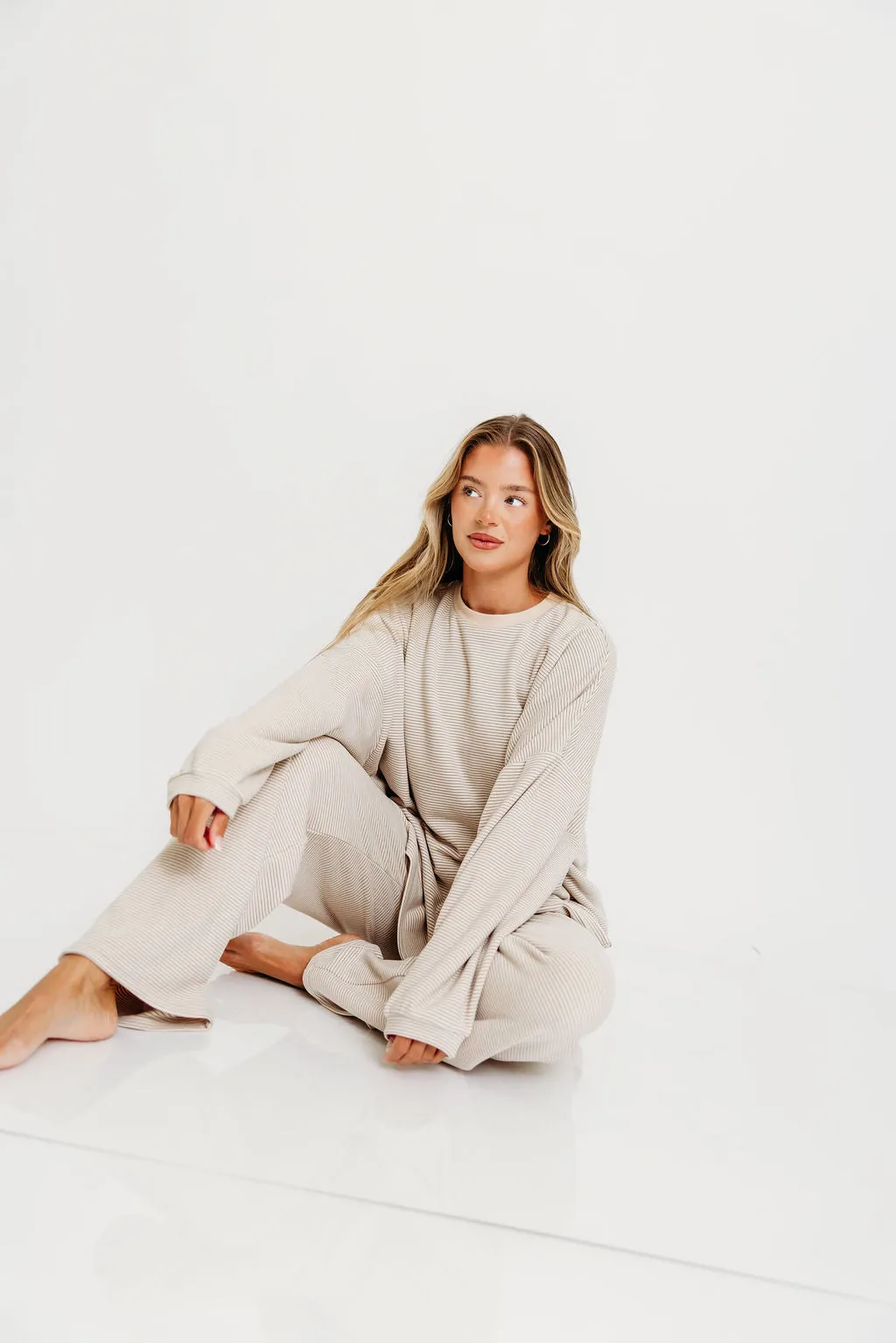 Naomi Oversized Fleece Top in Cream/Grey - Bump Friendly  *Worth Exclusive Print* - Restocking in Sept Colorfast Technology OdorResistant Fiber