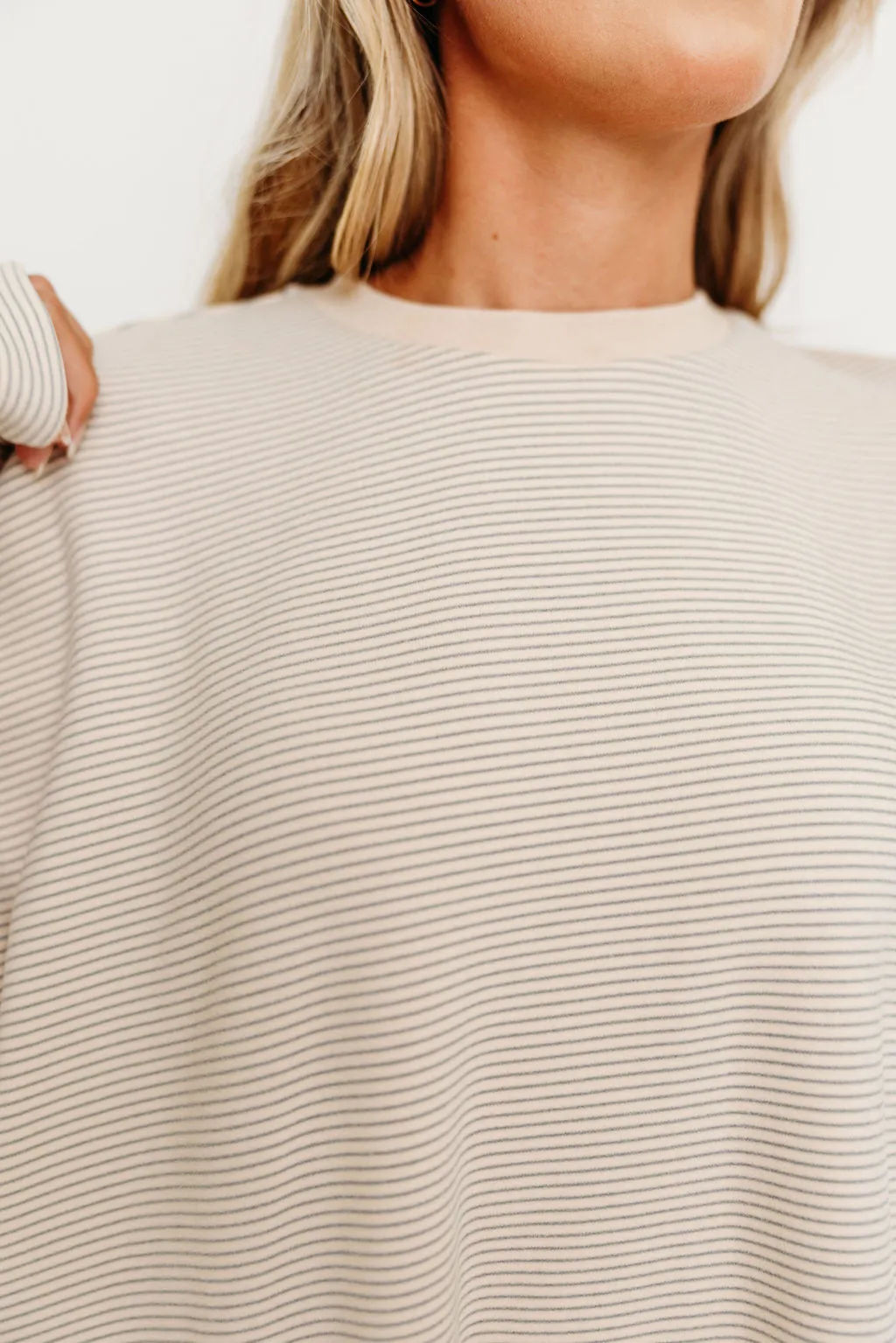 Gentle Wash Process Naomi Oversized Fleece Top in Cream/Grey - Bump Friendly  *Worth Exclusive Print* - Restocking in Sept