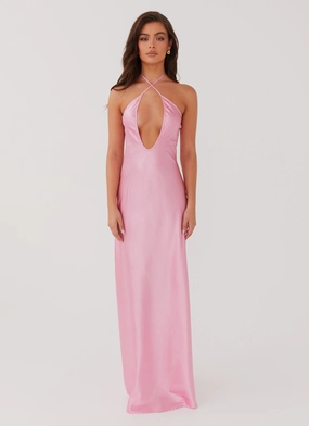 Fall Outfit Ready Glow Noir Symphony Maxi Dress - Pink