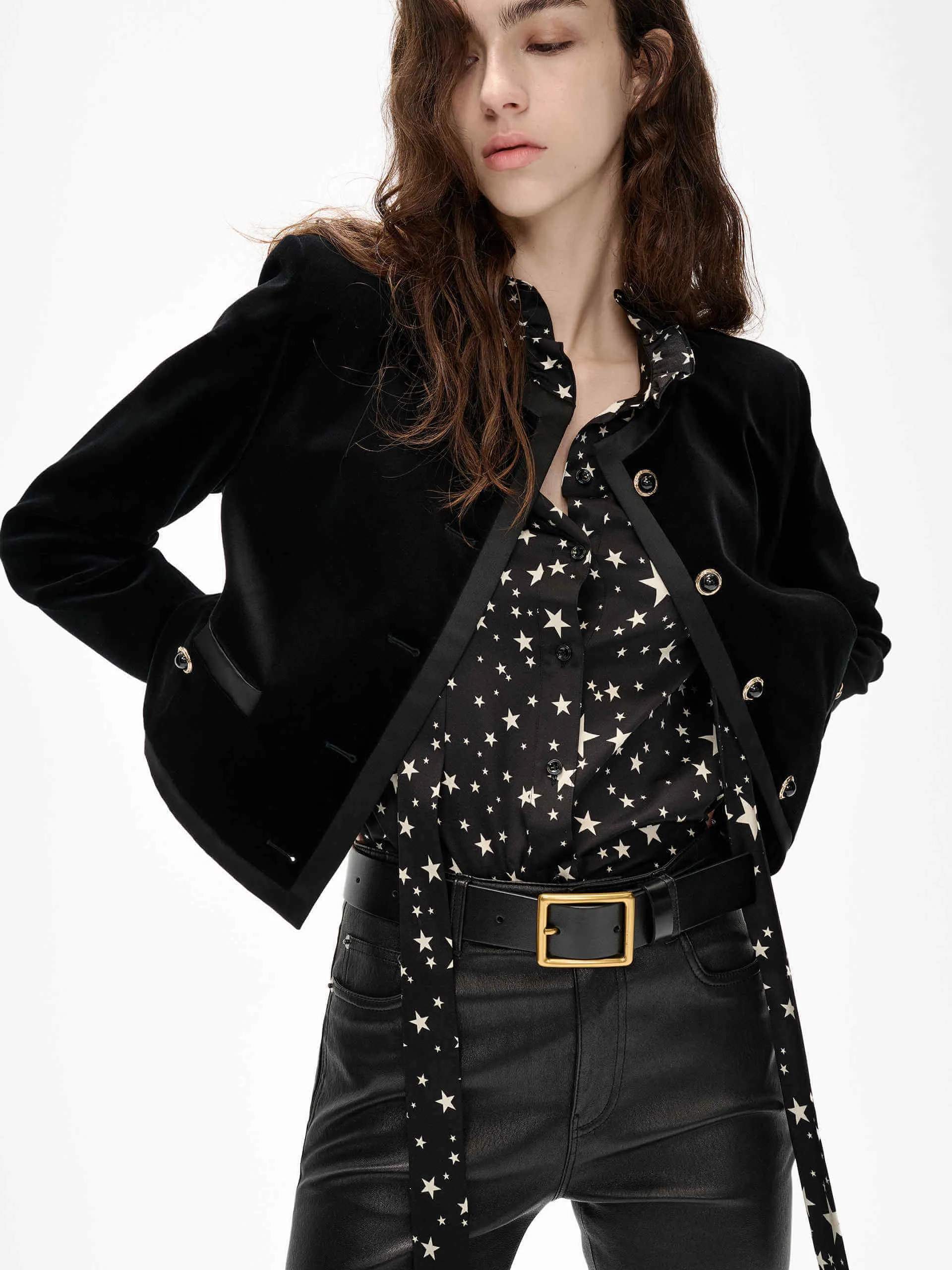 Traveler??s Choice Star Printed Tie Blouse