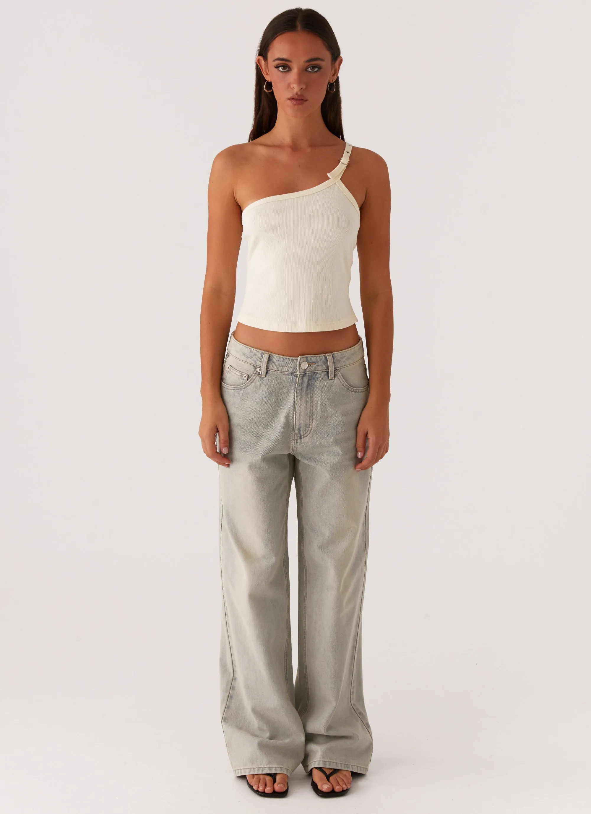 Relaxed Style Neutral Keanna Low Rise Denim Jeans - Vintage