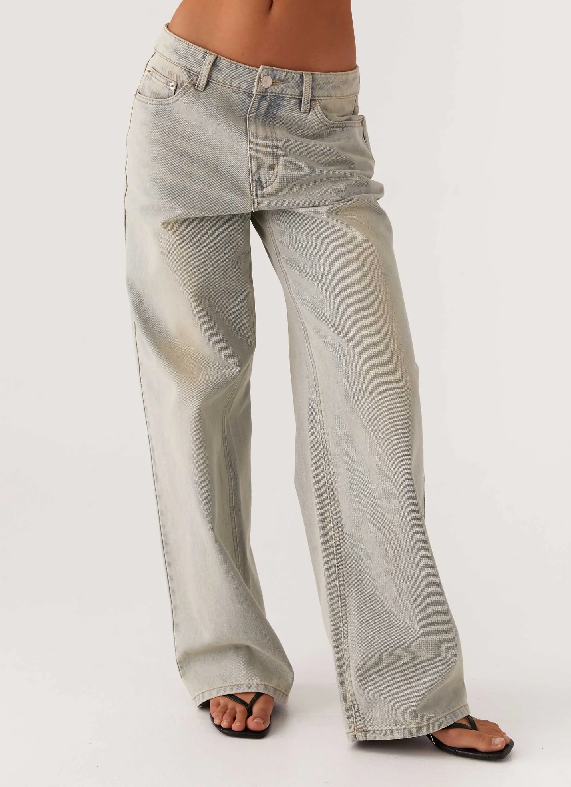 Match With All Go Anywhere Look Keanna Low Rise Denim Jeans - Vintage