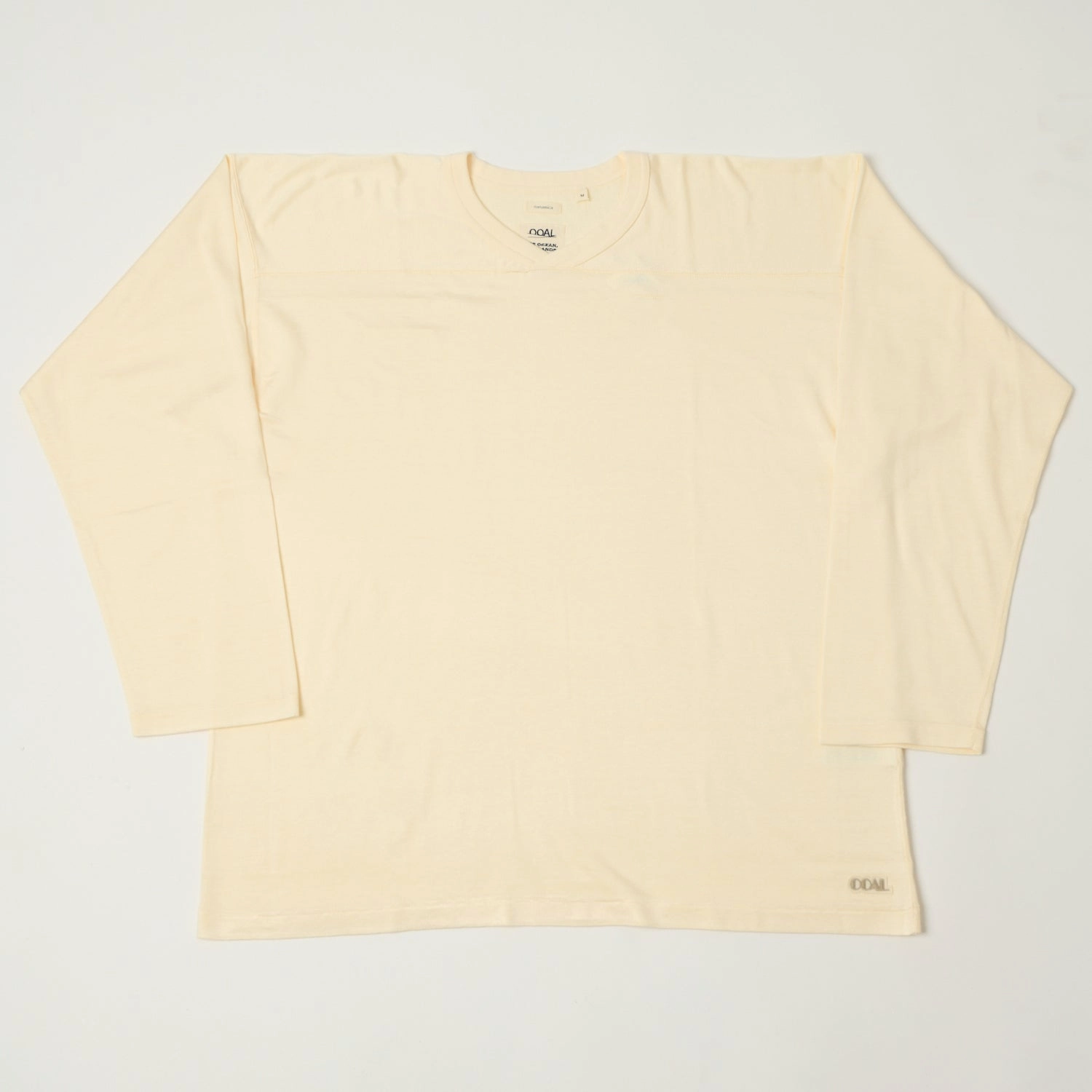 Sleep Distressed Hem Finish Nanamica Rayon Cotton Football T-Shirt - Ivory