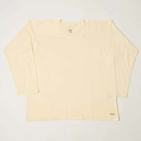 Sleep Distressed Hem Finish Nanamica Rayon Cotton Football T-Shirt - Ivory