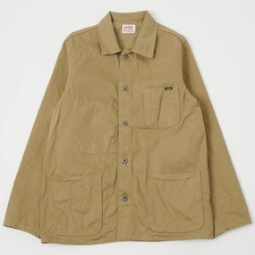 ONI Denim 03501-KHBESF Sulfur Coverall Jacket - Khaki Beige Water Repellent Coating Alarm