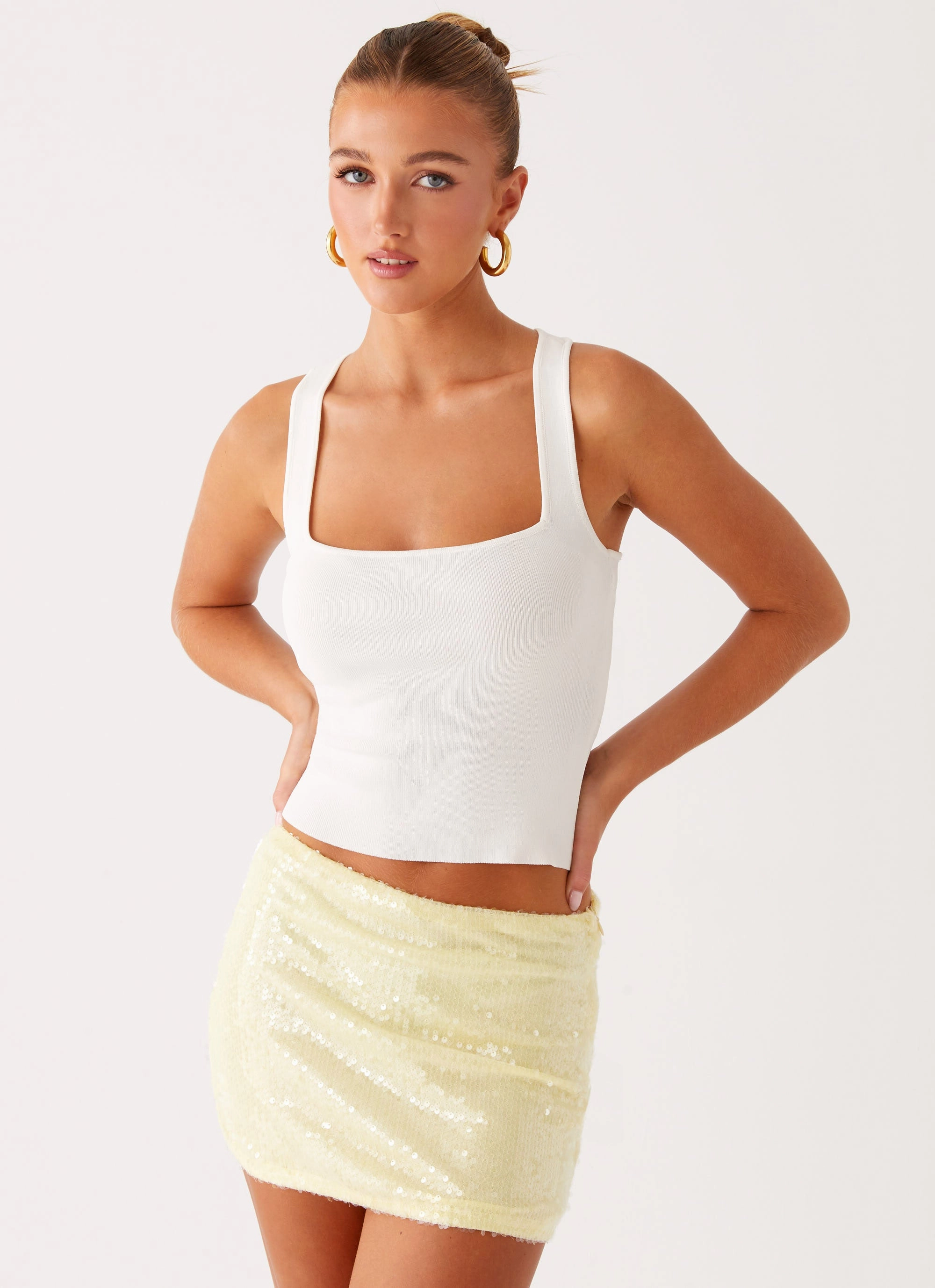 Nostalgic Nights Sequin Mini Skirt - Lemon Spritz Cozy Style Casual Lines