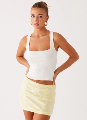 Nostalgic Nights Sequin Mini Skirt - Lemon Spritz Cozy Style Casual Lines