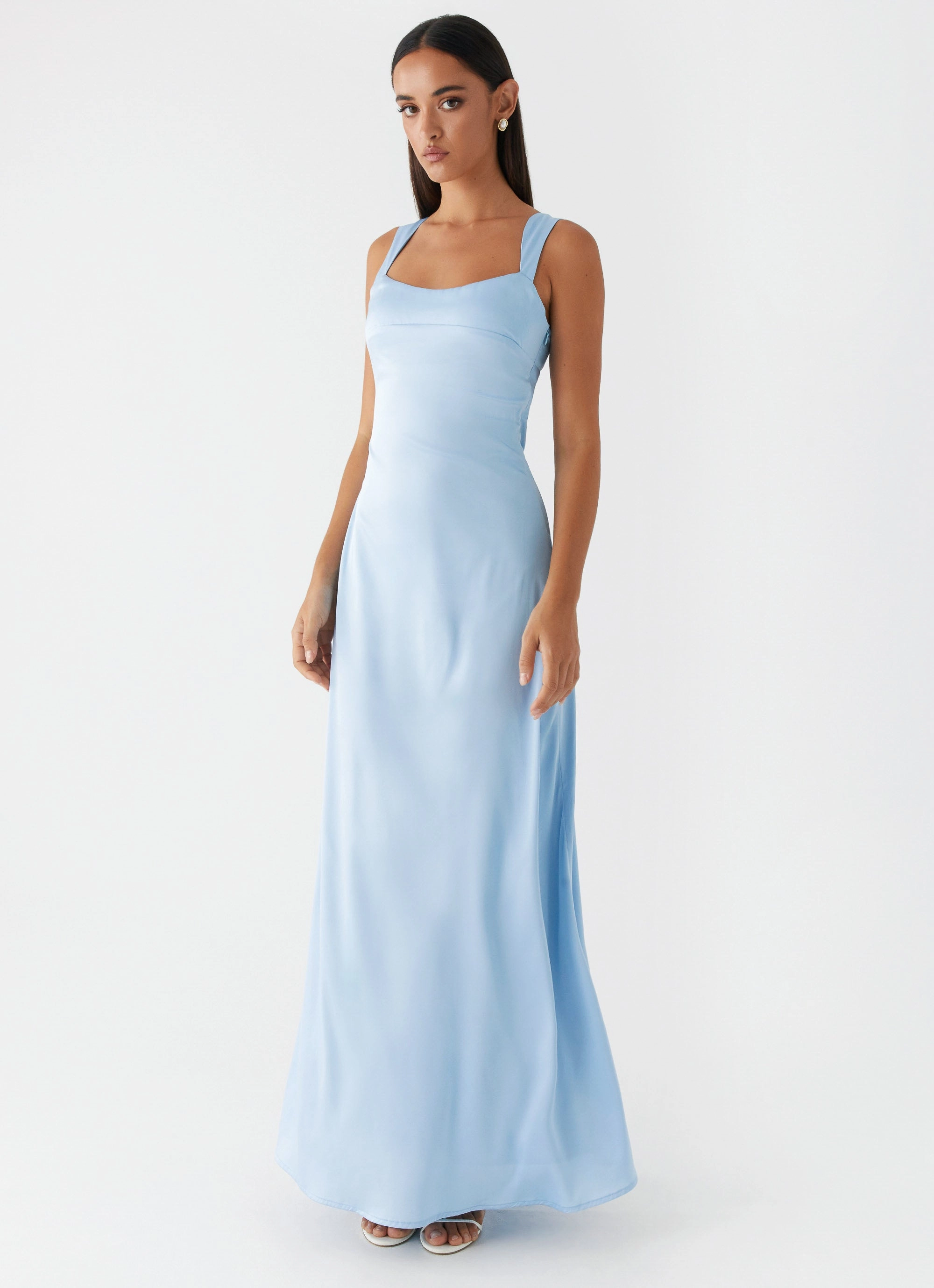 Odette Satin Maxi Dress - Blue Clean Comfort Relax Mode